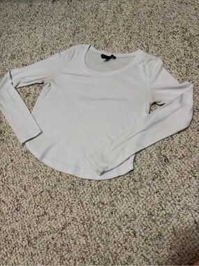 White Scoop Neck Long Sleeve Top